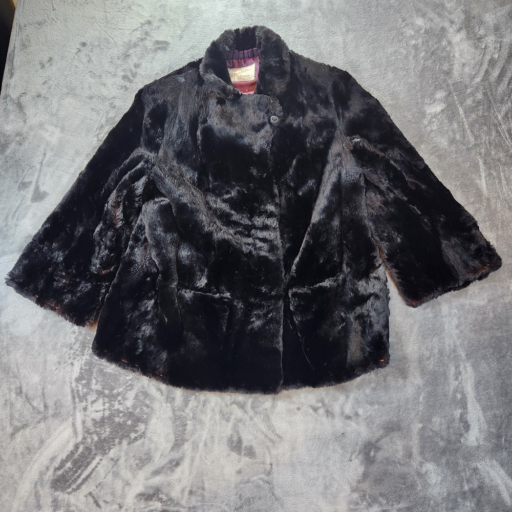 Vintage Mink Fur Coat Womens Small Black 50s Swing Coat Mob Wife Robert Sittner